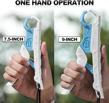 SNAIL TRAIL 7.5''/9'' Floating Fish Gripper, Fishing Grabber, Catfish Mouth Pliers, Caught Bass Holder, Digital Scale Hook Clamp, Saltwater Lip Grip Tool with Lanyard, Gifts for Men