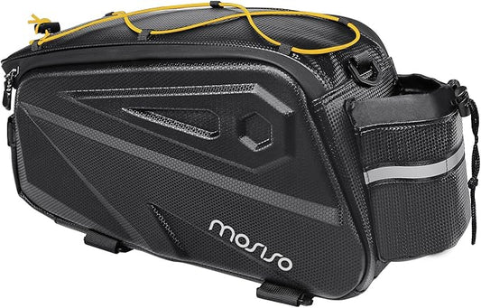 MOSISO Bike Rack Bag, Waterproof Bike Rear Rack Handbag Bicycle Trunk Bag, 14L EVA Mountain Bicycle Rear Seat Storage Saddle Pouch Cycling Luggage Pouch with Shoulder Strap, Yellow