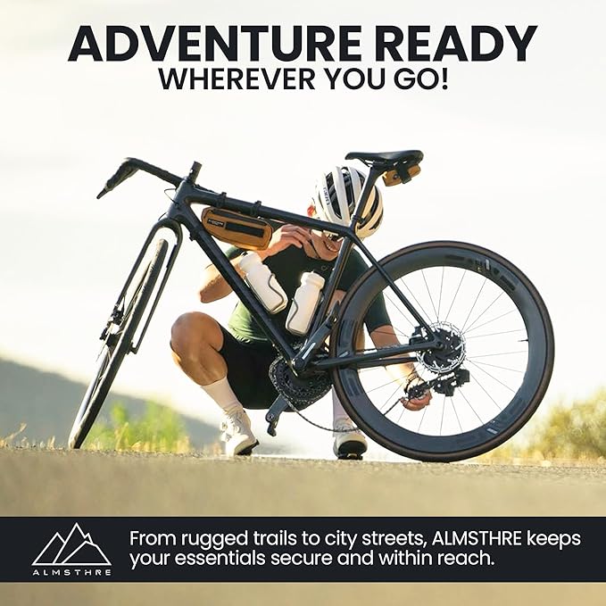 ALMSTHRE Compact Bike Frame Bag – California Gold | Weather-Resistant, Waterproof Zippers & Dual-Sided Access for Road, MTB, and Ebike Frames