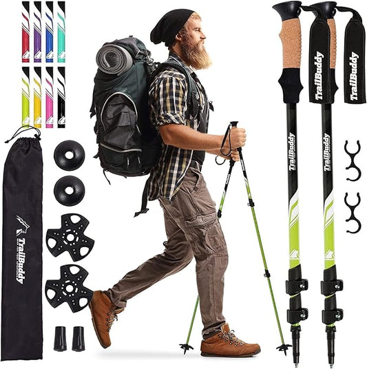 TrailBuddy Trekking Poles – Lightweight 7075 Aluminum Hiking Poles for Women, Men & Seniors – Collapsible Walking Sticks for Travel, Trails & Balance