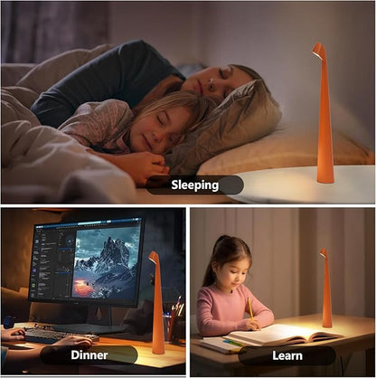 Portable LED Table Lamp 3-Levels Brightness, Rechargeable Battery Up to 48 Hours Usage, Night Light for Kids Nursery, Nightstand Lamp, Bedside Lamp.LED Desk Lamps Outdoor Portable Touch Lamps(Orange)