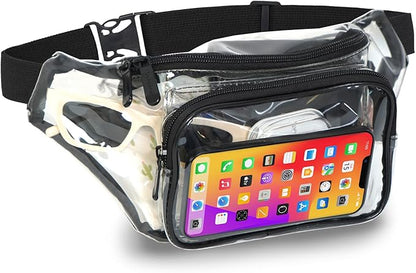 Clear Fanny Pack Belt Bag – Stadium Approved Waist Pack for Men & Women, Crossbody Bum Bag for Travel, Hiking, Running