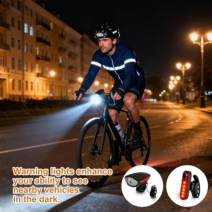 6 Sets Bright LED Bike Light Set Waterproof Bicycle Light Rechargeable USB Bicycle Front Headlight Back Taillight Mountain Cycling Accessories for Men Women Night Road Riding