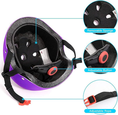 Adjustable Helmet for Ages 3-16 Kids Toddler Boys Girls Youth,Protective Gear with Elbow Knee Wrist Pads for Multi-Sports Skateboarding Bike Riding Scooter Inline skatings Longboard Roller Skate
