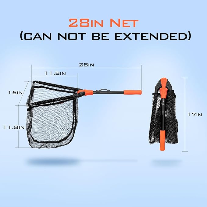 KastKing Pontus Fishing Net, Foldable & Lightweight Landing Net with Built in Length Scale, Strength Aluminum Handle, Fishing Gear and Gift for Men