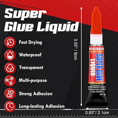 12 X 3g Super Glue Liquid, Clear Strong Adhesive,Fast Drying Cyanoacrylate Glue for Wood, Rubber, Leather, Plastic, Metal, DIY Crafts and More