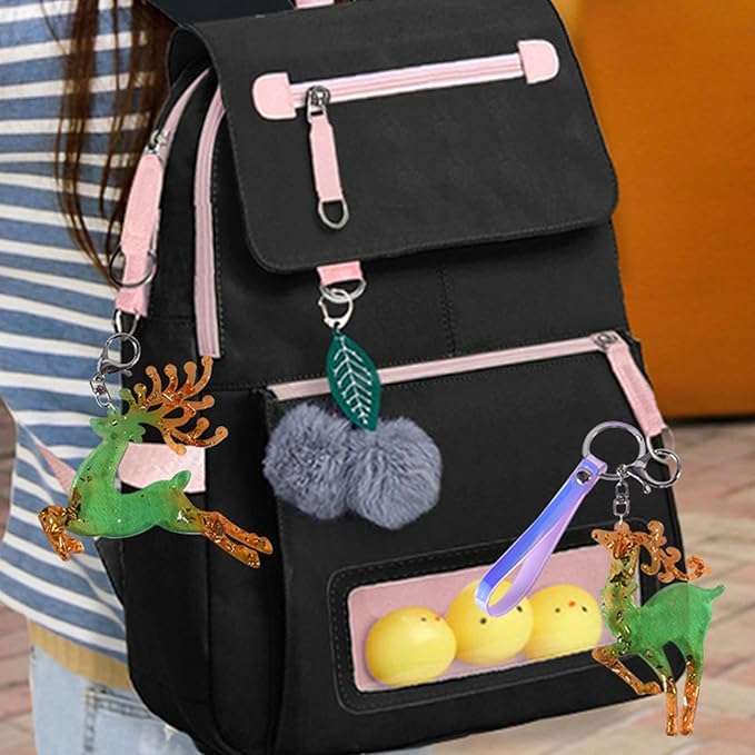 2 Pieces Deer Christmas Resin Molds Silicone, 4 Cavities Large Elk Christmas Ornament Silicone Molds for Family Christmas Tree Decorations, Gifts, Resin Art Craft, Keychains