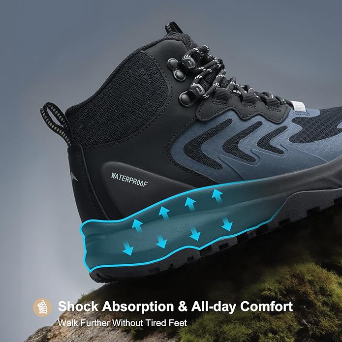 Men's Waterproof Hiking Boots Lightweight Comfortable Breathable Outdoor All-Terrain Trekking Ankle Boots