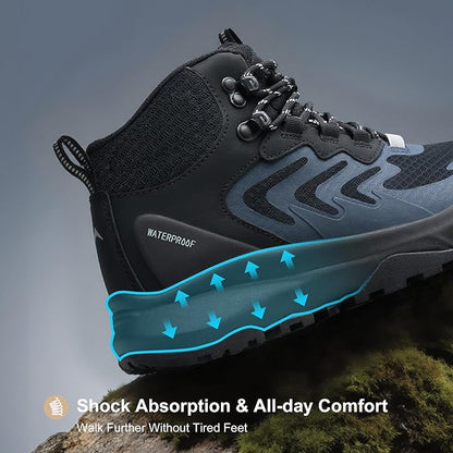Men's Waterproof Hiking Boots Lightweight Comfortable Breathable Outdoor All-Terrain Trekking Ankle Boots