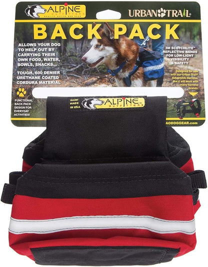 Adventure Trekking Trail Backpack for Dogs. for Use with Urban Trail Harness for Hiking, Walking and Exploring. Handmade in The USA! (Large Red)