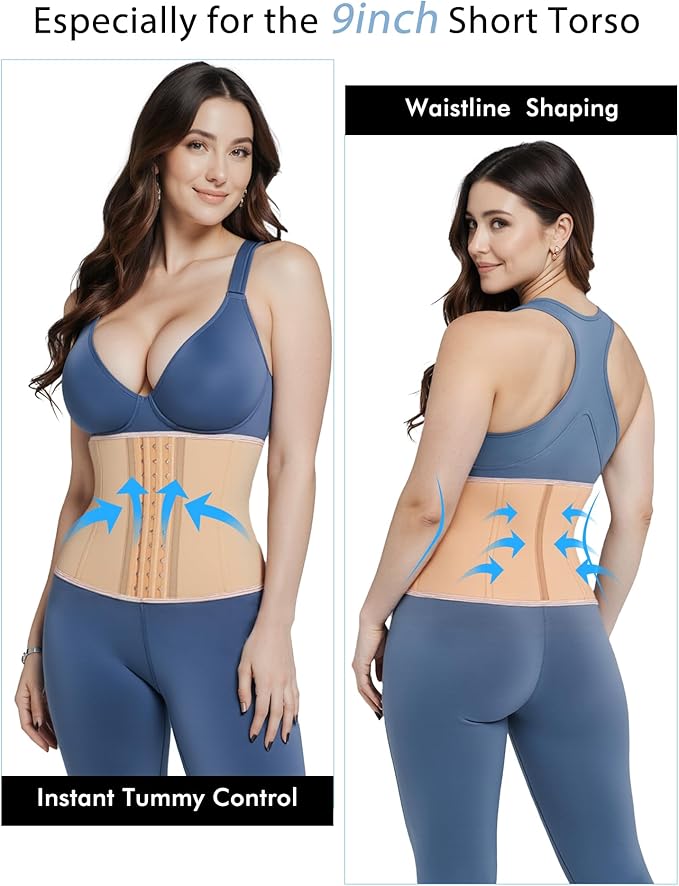 Short Torso Waist Trainer for Women Lower Belly Fat, Workout Fajas Colombianas Waist Cincher Corset