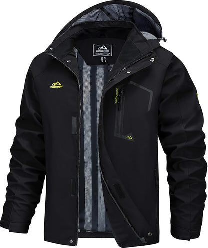 MAGCOMSEN Men's Lightweight Windbreaker Rain Jacket Raincoat with Detachable Hood for Hiking Fishing Activewear