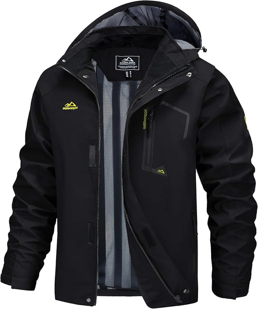 MAGCOMSEN Men's Lightweight Windbreaker Rain Jacket Raincoat with Detachable Hood for Hiking Fishing Activewear