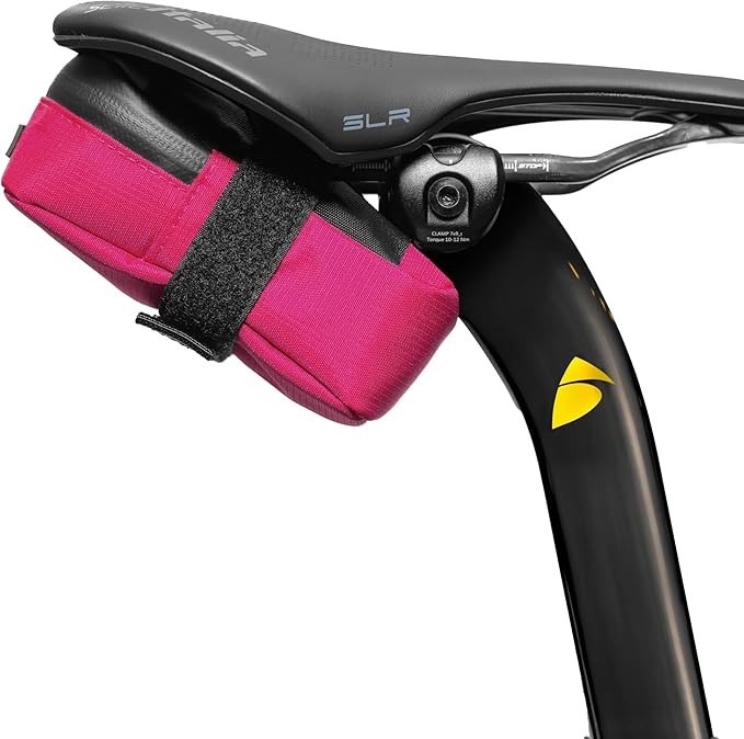 ALMSTHRE Signature Bike Saddle Bag – Passion Pink | 0.5L Bike Seat Bag (3" x 5.25" x 2") | Water-Resistant Ripstop, Waterproof Zipper, Internal Pocket | Durable Under Seat Storage
