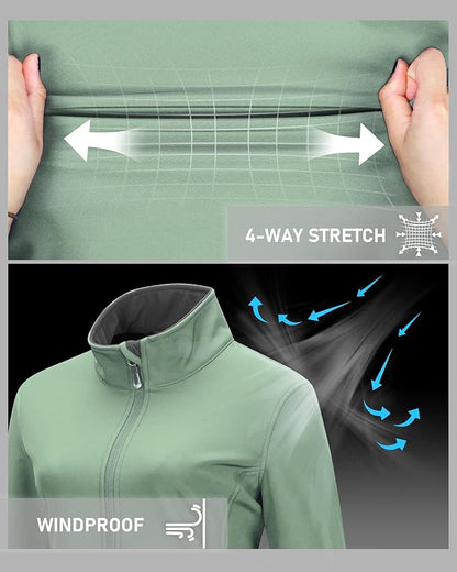 33,000ft Women's Lightweight Softshell Jacket Fleece Lined Windbreaker Waterproof Warm Jacket for Running Golf Hiking