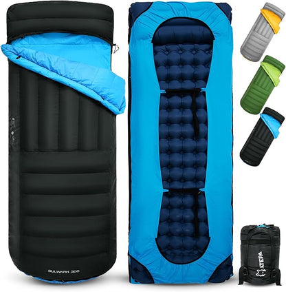 ATEPA Down Sleeping Bag, Recycled 650FP 4 Season Summer & Winter Compact Rectangle Lightweight Waterproof Wearable Sleeping Bag with Compression Sack for Camping Backpacking Hiking