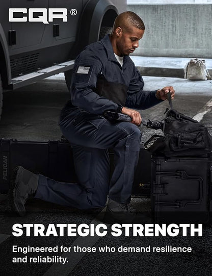 CQR Men's Flex Stretch Tactical Pants, Water Resistant Ripstop Cargo Pants, Lightweight EDC Outdoor Work Hiking Pants