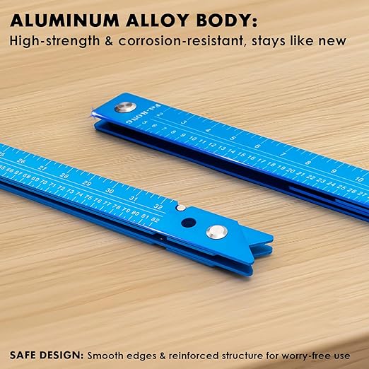 Fei-RONG 36 Blue Folding Aluminum Combination Square | Adjustable 45°& 90° Angles | Professional Carpenter Tool for Framing/Roofing/Staircases | High-Visibility Blue Finish with Portable Carrying Case