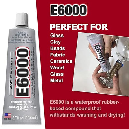 E6000 3.7 Ounce (109.4mL) Tube Industrial Strength Adhesive for Crafting, 10 Snip Tip Applicator Tips and Pixiss Art Dotting Stylus Pens 5 pcs Set