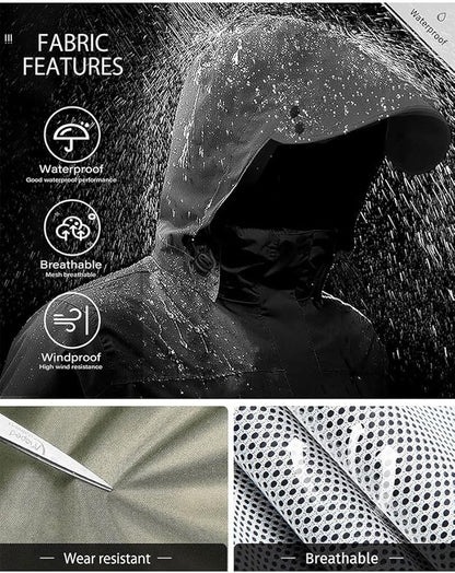 iCreek Rain Suit Waterproof Jacket with Pants 2 Pieces Breathable Lightweight Packable Raincoat with Hooded Rain Gear Unisex