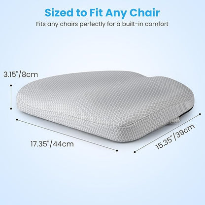 Office Chair Cushion - More Breathable Pressure Relief Seat Cushion with Hours Sitting on Gaming/Car/Wheelchair, Soft Extra-Dense Air Fiber for Orthopedic Coccyx, Sciatica & Hip Support