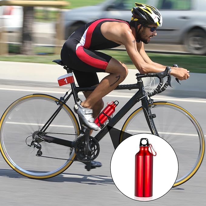 24 Pcs Aluminum Water Bottle 17oz Aluminum Reusable Bottles with Clips Sports Lightweight Water Multipack Easy Carry Leakproof Travel for Gym Hiking Cycling Sports Outdoor(Bright Color)