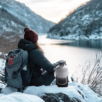 1 Gallon Insulated Water Bottle | Upgraded Thickened Stainless Steel Metal Portable Sports Large Water Jug for Gym and Hiking with Carrier Bag, Handle Strap | BPA-Free 128 oz