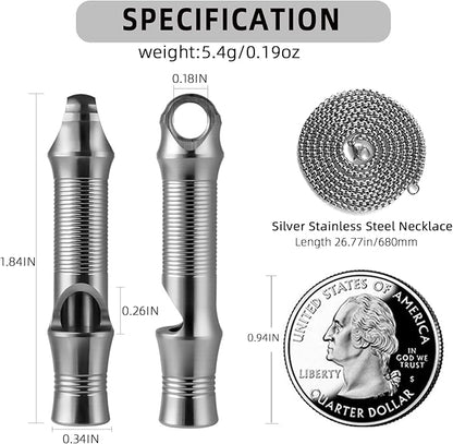 TISUR Titanium Emergency Whistle,EDC Safety Whistles Necklace Loud up to 120db,Survival Whistles for Survival,Hiking,Camping,Pets Training