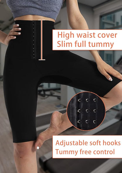 Sauna Pants Women Sweat Capris Slimming Leggings,Mesh Crotch,High Waist Workout Body Shaper Suits