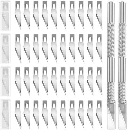 42Pcs Utility Craft Knife Kit Contains 2 Metal Pen Knife and Spare Replacement Blades, Exacto Knife and SK5#11 Hobby Knife Blades for Scrapbooking, Cutting, Carving DIY, Art Work