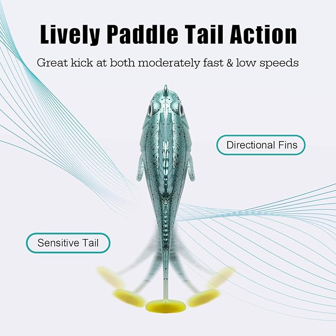 TRUSCEND Easy Catch Pre-Rigged Soft Lures, Unique Vibrating Swim Action and Trembly Sinking Move for More Bites, Amazing Soft Swimbait for Family Fishing, Fishing Lures for Bass Trout Crappie Walleye