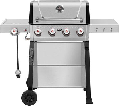 All Stainless Steel 4+1 Burner Gas BBQ Grill, Outdoor Propane Grill with Premium Enameled Coated Chamber Body & Porcelain-Enameled Cast lron Grates, 48,000 BTU