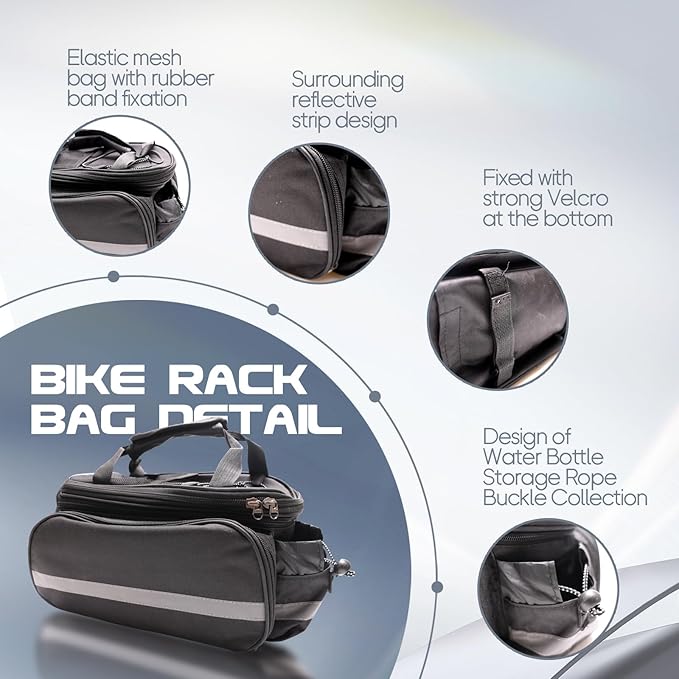 Coolrunner Panniers Bike Bags Bike Rear Rack Bag Bicycle Trunk Bag 27L Bicycle Rack Rear Bag with Rain Cover Bike Saddle Bag for Grocery Shopping Commuter Travel Outdoor Cycling Trip