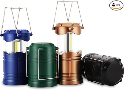 Lichamp LED Camping Lantern, 4 Pack Battery Powered Flashlight for Power Outages, Portable Collapsible Hanging Light Essential for Home, Outdoor, Emergency Lamp Survival Kit Gear for Hurricane, C5