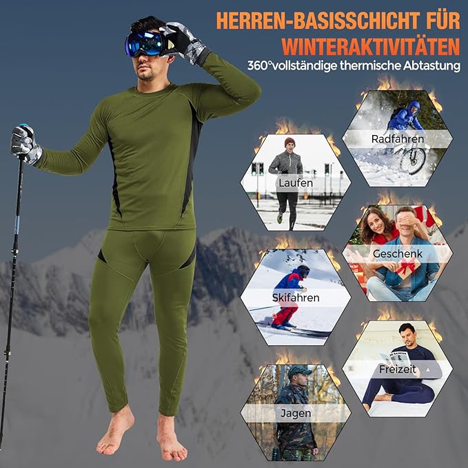 CL convallaria Thermal Underwear Long Johns Set Mens Winter Gift Hunting Gear Sport Base Layer Bottom Top