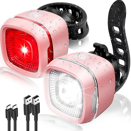 Bicycle Front and Rear Lights,Bike Light, Type-C Rechargeable, Flashing Light，Suitable for Night Riding, Cycling，Bike Headlight &Taillight for Men Women Girls Kids Road Mountain