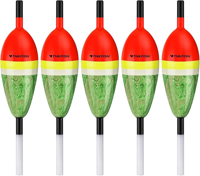 THKFISH Fishing Floats Balsa Wood Slip Bobbers, Fishing Bobbers Stick Slip Bobber for Fishing Crappie Bluegill Trout Bass Panfish Catfish Walleye 5PCS