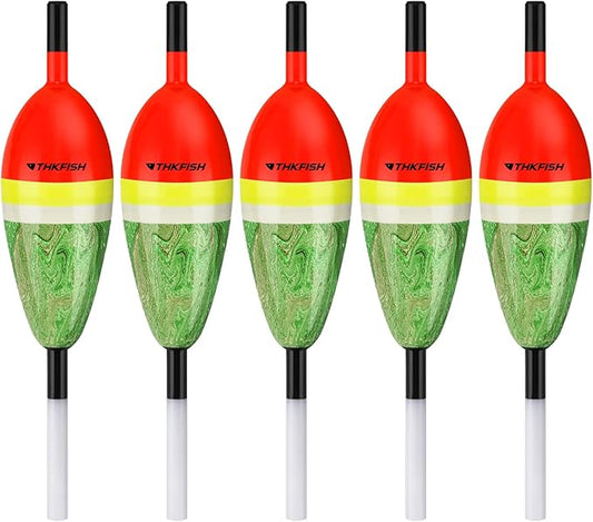 THKFISH Fishing Floats Balsa Wood Slip Bobbers, Fishing Bobbers Stick Slip Bobber for Fishing Crappie Bluegill Trout Bass Panfish Catfish Walleye 5PCS