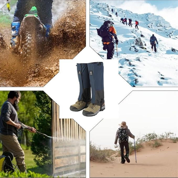 Gaiters for Hiking Waterproof, Leg Gaiters with Upgraded Zipper Design, Lightweight Shoe Gaiters for Men Women, Dirt-Proof Ripstop Hiking Gaiters, Breathable Boot Gators for Hunting