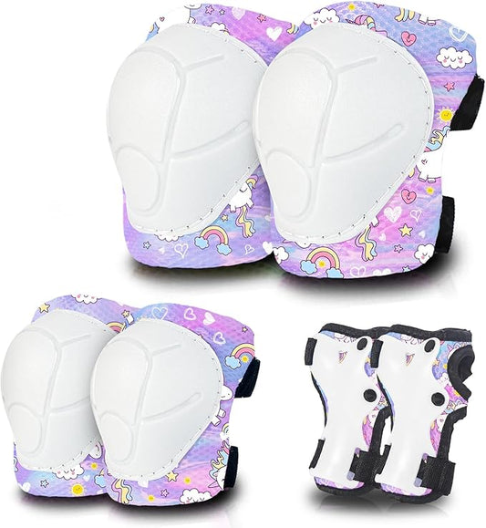 Skateboard Pads Kids/Youth/Adult Shield Elbow Pads and Wrist Guards Protective Gear,Strong Double Straps&Adjustable Easy-Fix Clips for Skateboarding,Rollerblading,ScooterRoller,Skating,Bicycle