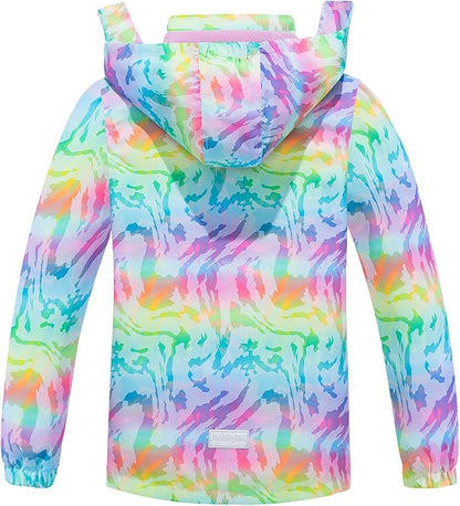 MGEOY Boys Girls Rain Jackets Lightweight Waterproof Hooded Raincoats Windbreakers for Kids 4-14Y