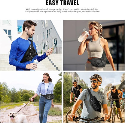Waist Pack with Water Bottle Holder for Men Women Waist Bag Running Waist Pack Waterproof Dog Walking bag for Outdoor Travel Cycling Climbing Walking Fit All Phones (Bottle Not Included)
