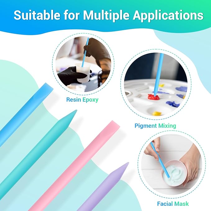 Gartful 4PCS Pointed Silicone Stir Sticks, Reusable Mixing Sticks for Epoxy Resin, Paint, Making Glitter Tumblers Cups, Arts, Crafts, Facial Mask Stirring Rods, 4 Colors