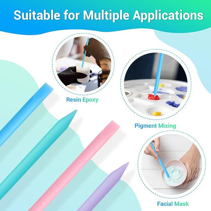 Gartful 4PCS Pointed Silicone Stir Sticks, Reusable Mixing Sticks for Epoxy Resin, Paint, Making Glitter Tumblers Cups, Arts, Crafts, Facial Mask Stirring Rods, 4 Colors