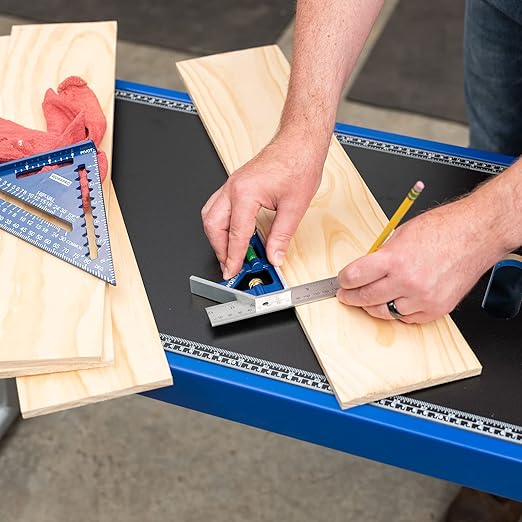 WORKPRO Aluminum Alloy Carpenter Square and Zinc-Alloy Square Ruler Set - 7 in. Rafter Layout Tool and 12 in. Combination Square Combo