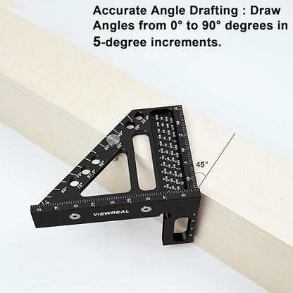 Precision Multi-Angle Carpenter's Square - Versatile Aluminum Woodworking Tool with Laser-Etched Markings for Engineering & Construction