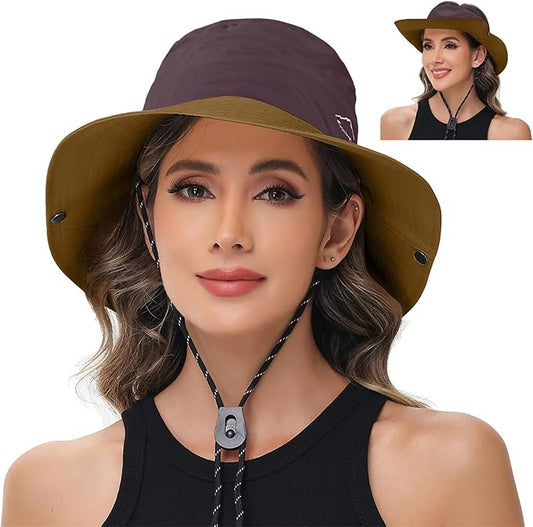 Sun Hats for Women Bucket Hat UV Protection Fishing Hat Wide Brim Safari Hats 2 in 1 Zip-Off Sun Visor Hats UPF 50+