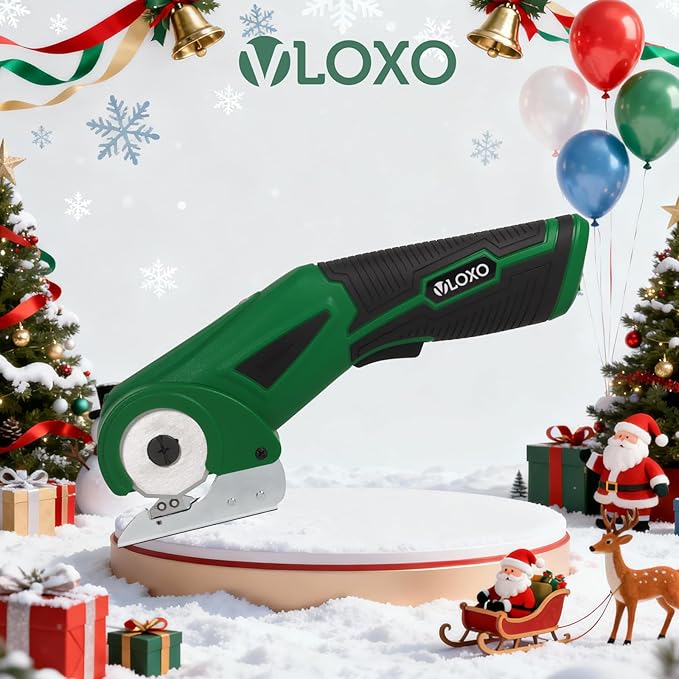 VLOXO Cordless Electric Scissors Upgraded, 4V Electric Cardboard Cutter Rechargeable Fabric Mini Cutter Rotary Multi-Cutting Power Tool with Safety Lock & LED Light for Carpet Leather Felt Storage Box