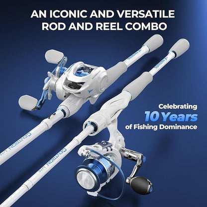 KastKing Centron Lite Fishing Rod and Reel Combo, IM6 Graphite 2Pc Blanks, Stainless Steel Guides with Ceramic Rings, Contoured EVA Handles & Fighting Butt, Split or Full Rear Handle Design, 13 Models