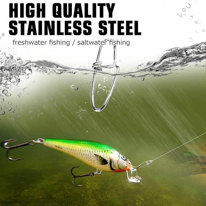 AMYSPORTS Stainless Quick Fishing Snap Kit Power Clip Fishing Snap Saltwater Corrosion Resistance Snaps Swivels Lock Freshwater Connector